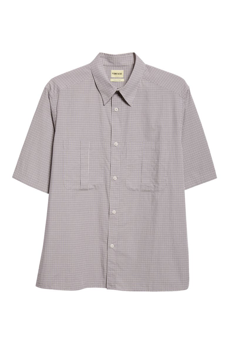 Painters Short Sleeve Organic Cotton Button-Up Shirt, Alternate, color, GREY PIN CHECK