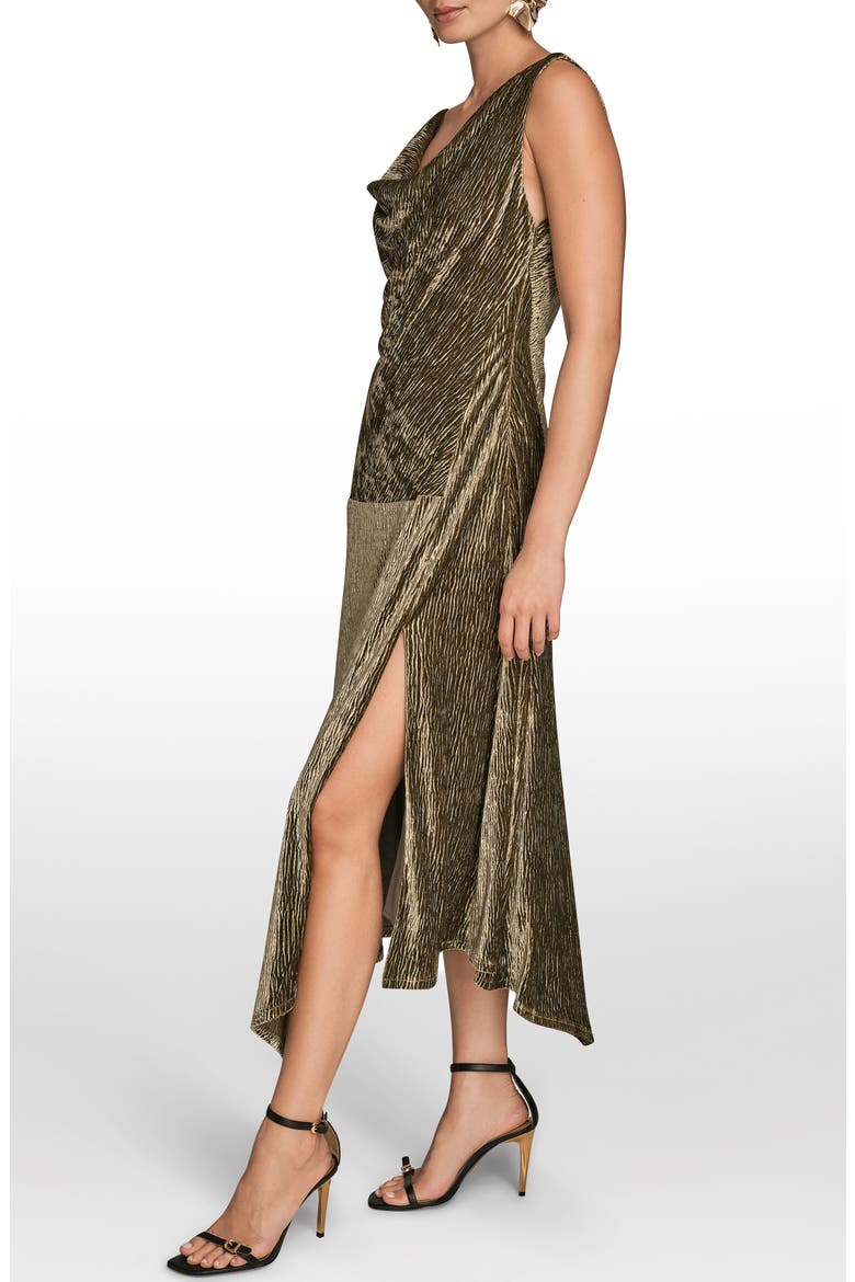 Cowl Neck Sleeveless Velvet Midi Cocktail Dress, Alternate, color, ANTIQUE GREEN