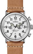 Shinola Runwell Chronograph Leather Strap Watch, 47mm