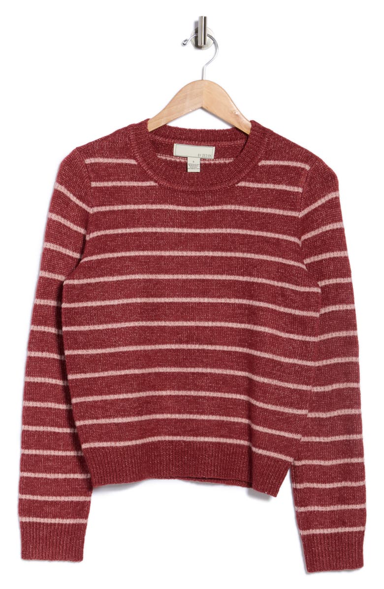 BY DESIGN Adelaide Stripe Crewneck Sweater, Alternate, color, Madder Brown/ Peach Beige
