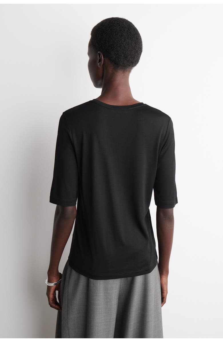 COS Fluid Silk T-Shirt, Alternate, color, Black