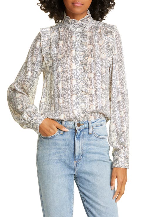Precious Pleated Ruffle Detail Long Sleeve Blouse