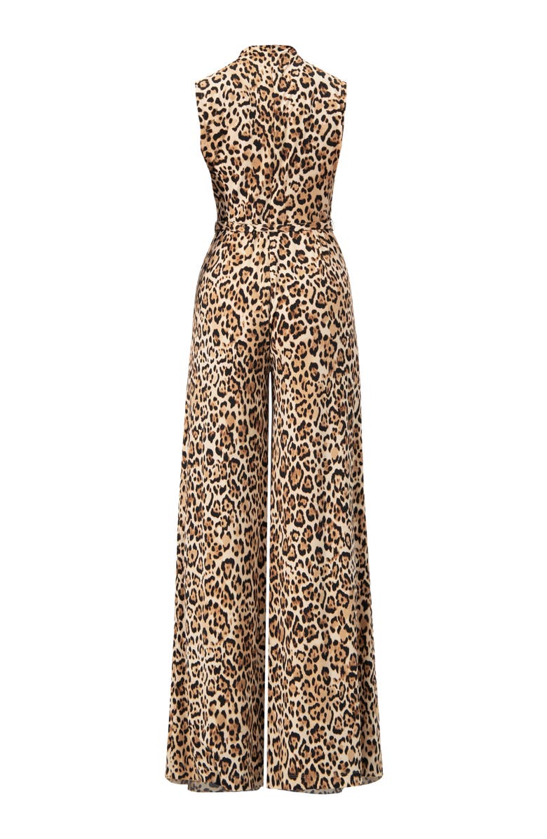 IVONNE Sleeveless Animal Print Jumpsuit with Belt, Alternate, color, Beige