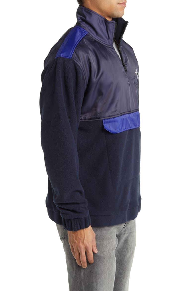 x NFL Fumble Mixed Media Quarter Zip Pullover, Alternate, color, DALLAS COWBOYS DARK BLUE