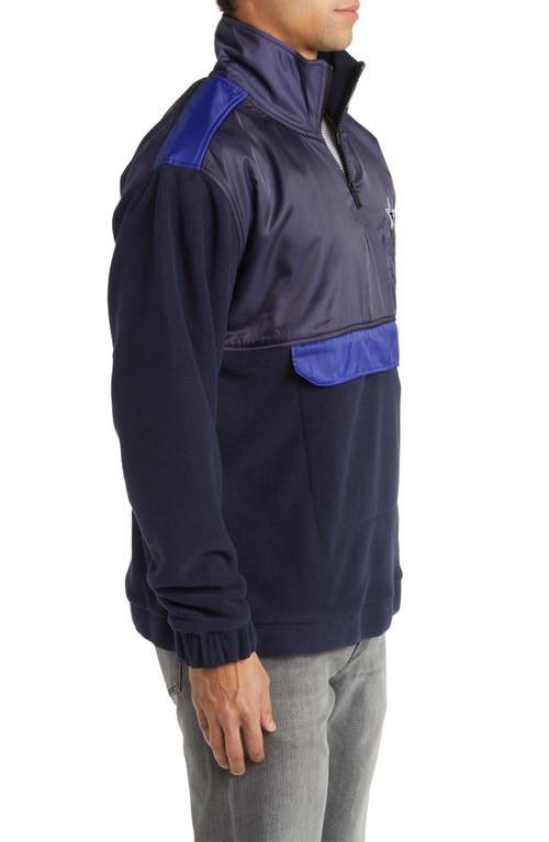 Shop Hugo Boss Boss X Nfl Fumble Mixed Media Quarter Zip Pullover In Dallas Cowboys Dark Blue