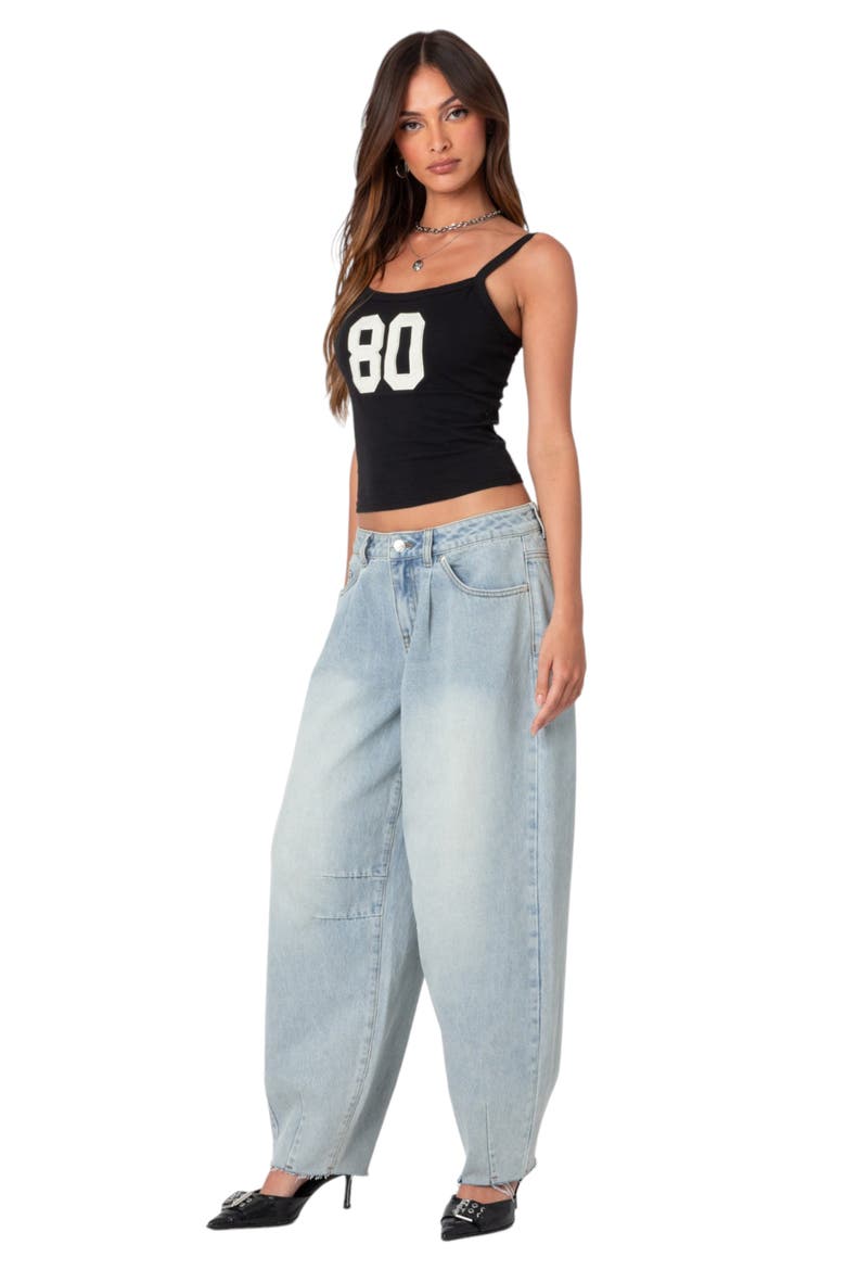 Baggy Low Rise Raw Hem Balloon Leg Jeans, Alternate, color, LIGHT-BLUE