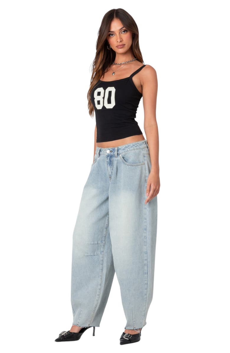 EDIKTED Baggy Low Rise Raw Hem Balloon Leg Jeans, Alternate, color, 