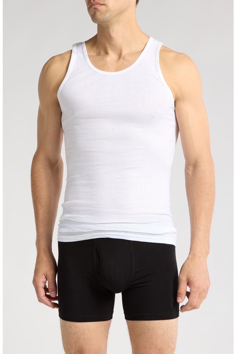 Cotton 3-Pack Ribbed Tank Tops, Main, color, WHITE