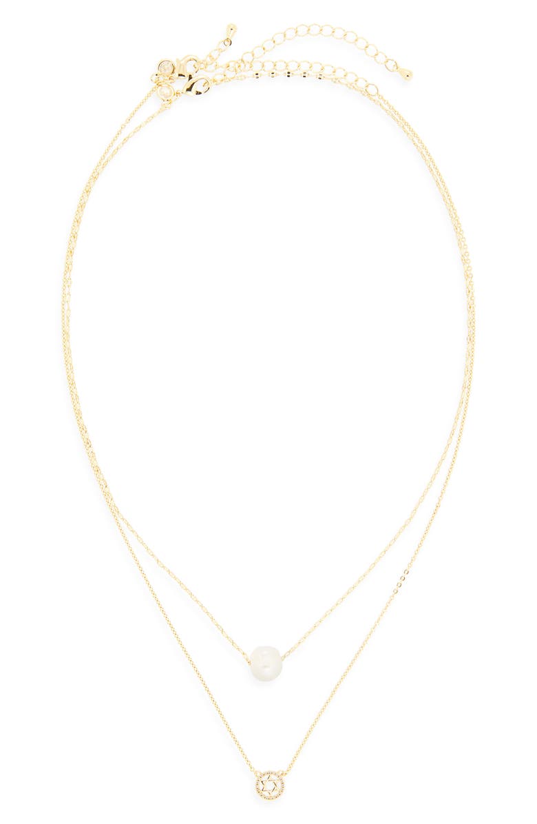 Chelsea28 Set of Two Demi Fine Star of David Necklaces, Alternate, color, White- Clear- Gold