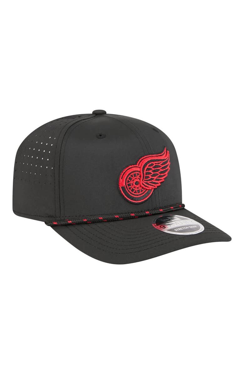 New Era Men's New Era Black Detroit Red Wings Sport Vented 9SEVENTY Rope Adjustable Hat, Alternate, color, Black