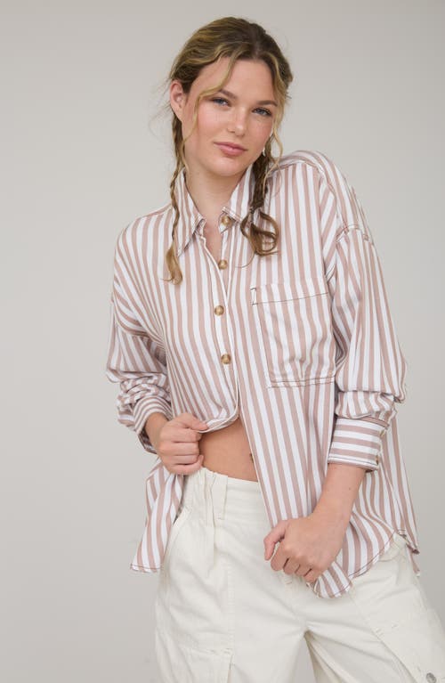 Blu Pepper Stripe Button Down Top In Multi