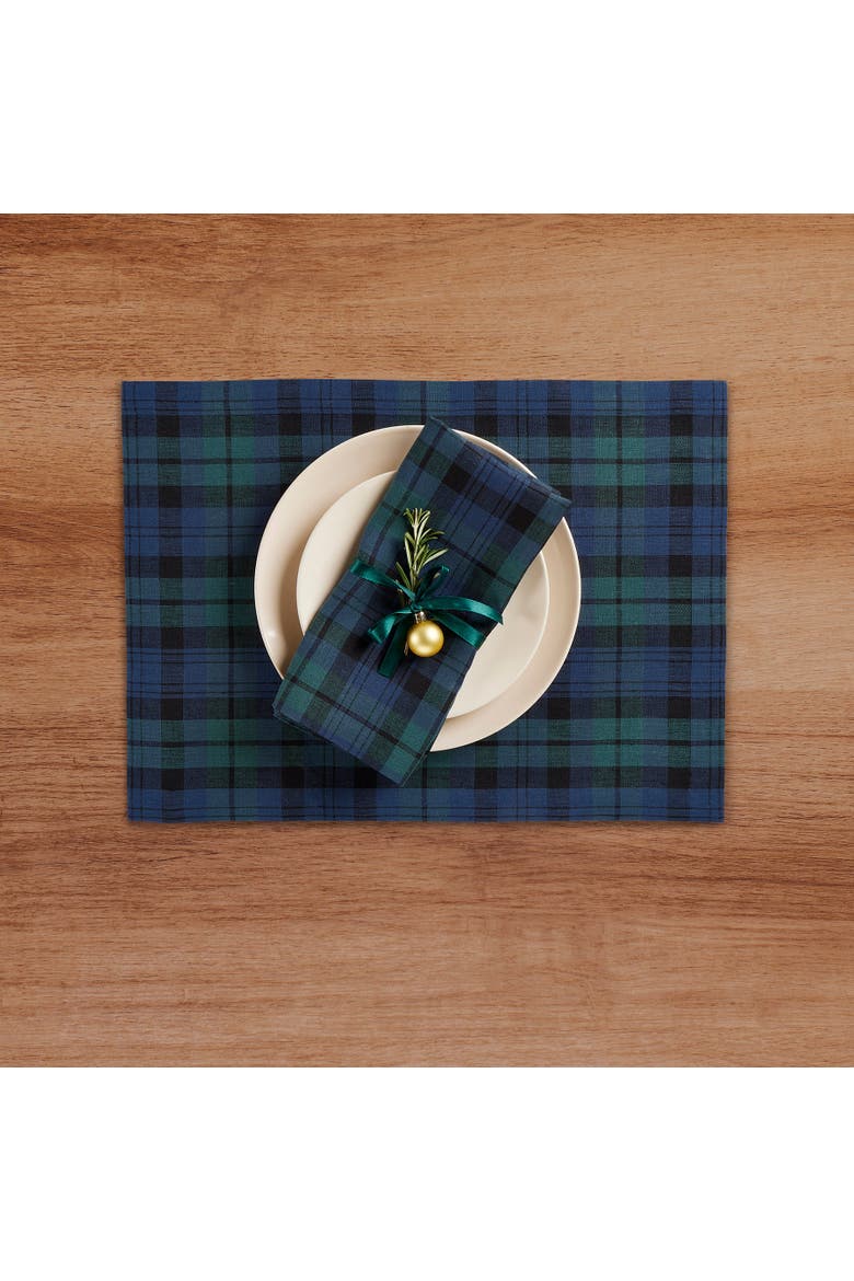 Linen Dinner Napkins Set of 4, 20 x 20" - Blackwatch Plaid, Alternate, color, Blue and Green