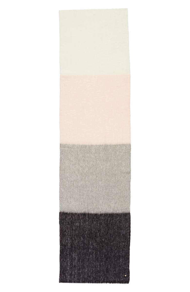 Kate Spade New York colorblock yarn dyed brushed wool blend scarf, Alternate, color, 