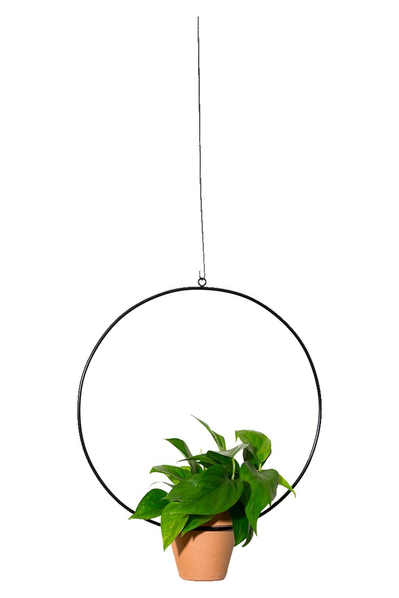 Circle Hanging Planter, Main, color, BLACK