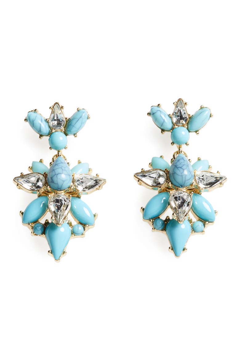 Bellflower Drop Earrings, Main, color, TURQUOISE