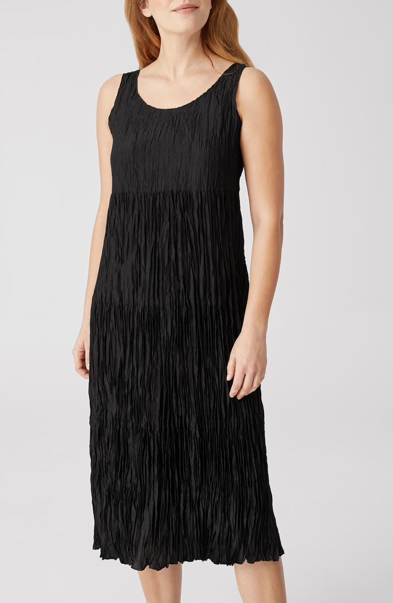 Eileen Fisher Crushed Silk Habutai Tiered Dress, Alternate, color,