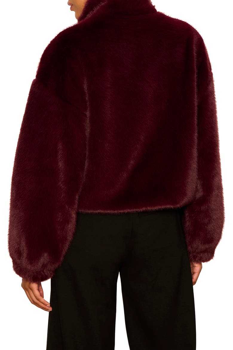 Everest Faux Fur Bomber Jacket, Alternate, color, BORDEAUX BURGUNDY