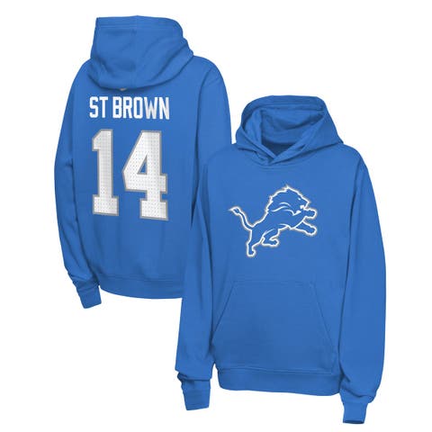 Youth Nike Amon-Ra St. Brown Blue Detroit Lions Name & Number Club Fleece Hoodie
