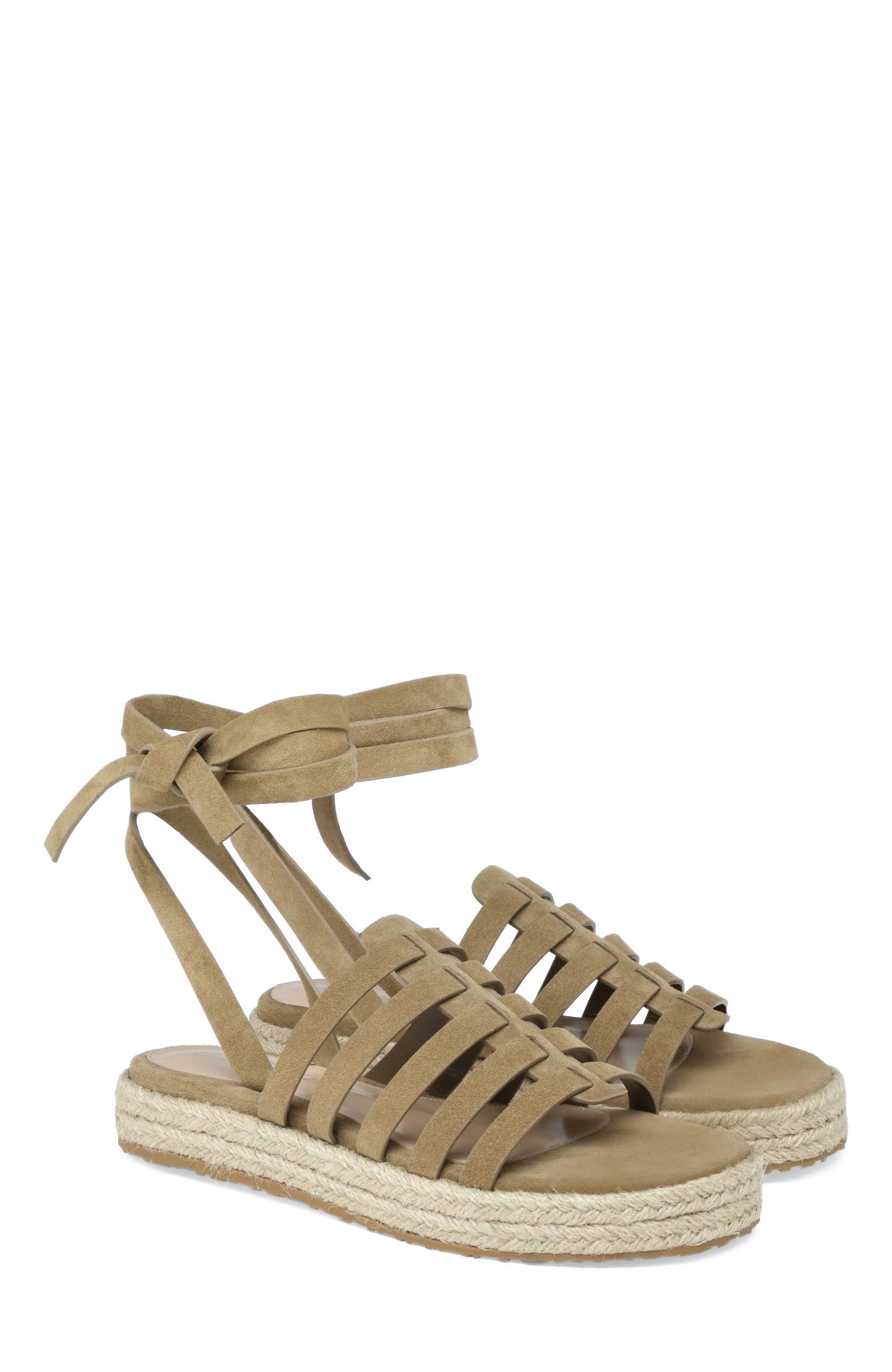 Pompei Espadrillas Sandal, Alternate, color, Brown Suede Leather