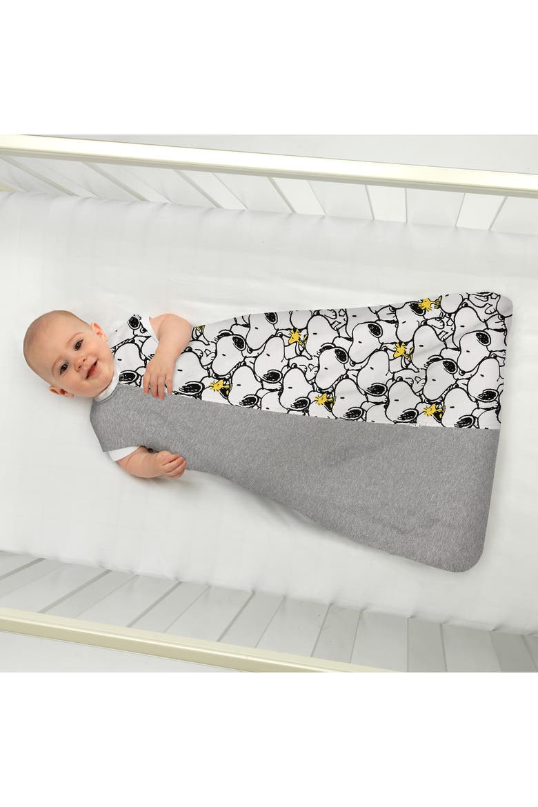 Snoopy & Woodstock Breathable Cotton Jersey Baby Wearable Blanket, Alternate, color, White