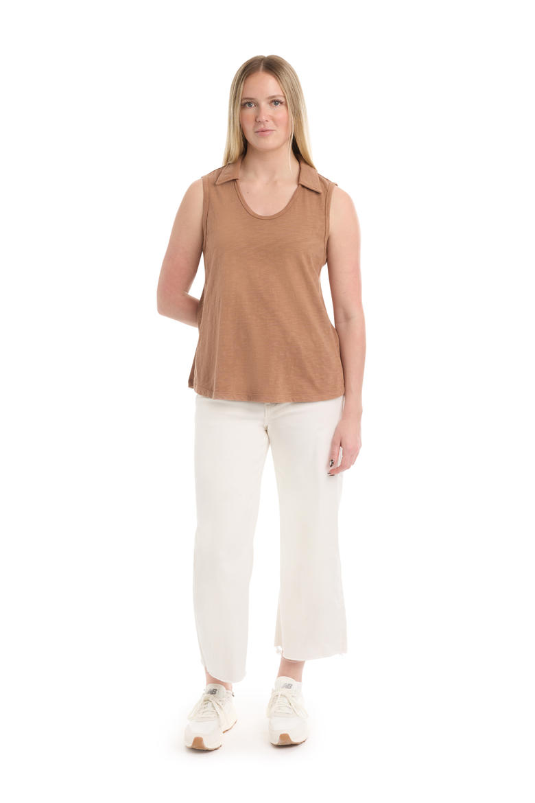 Polo Shell Top, Alternate, color, Raw Umber