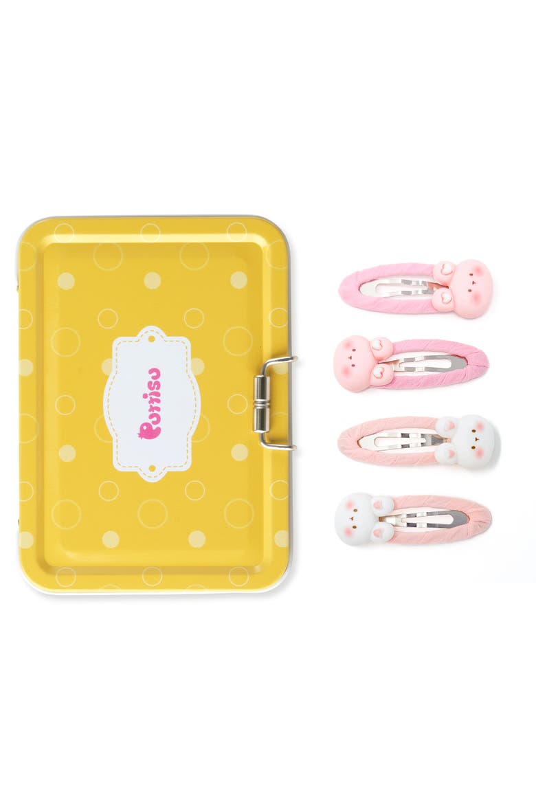 4pc Bunny Hug Snap Clip Set, Main, color, Baby Pink & Pastel Pink