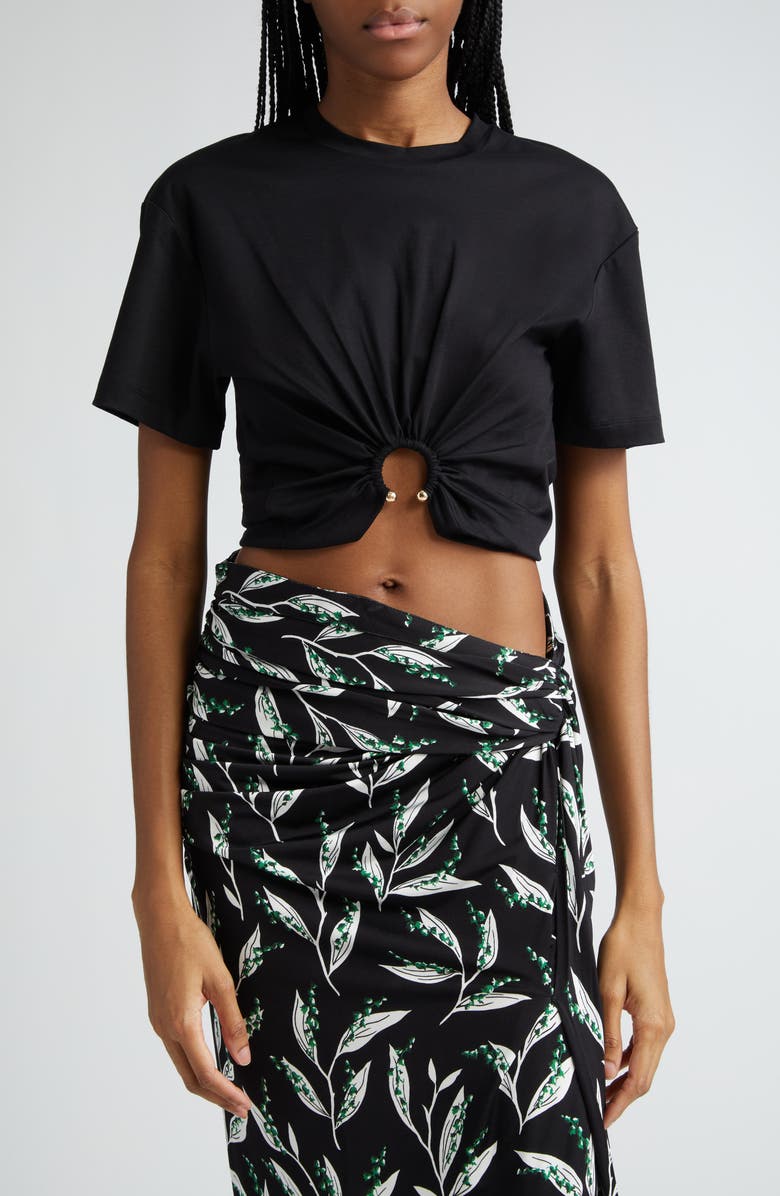 Rabanne Hardware Detail Cotton T-Shirt, Main, color, Black