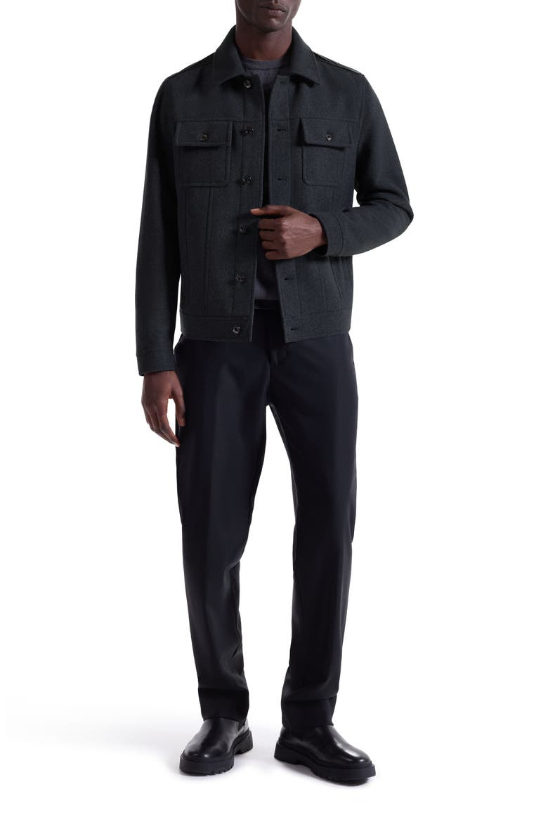 Hybrid Melton & Wool Trucker Jacket, Alternate, color, ANTHRACITE