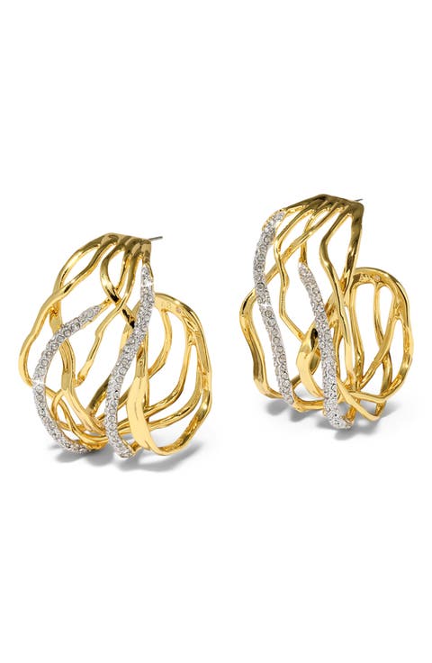 Solanales Crystal Pavé Woven Hoop Earrings