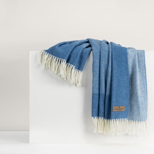 Lands Downunder Border Herringbone Throw In Blue