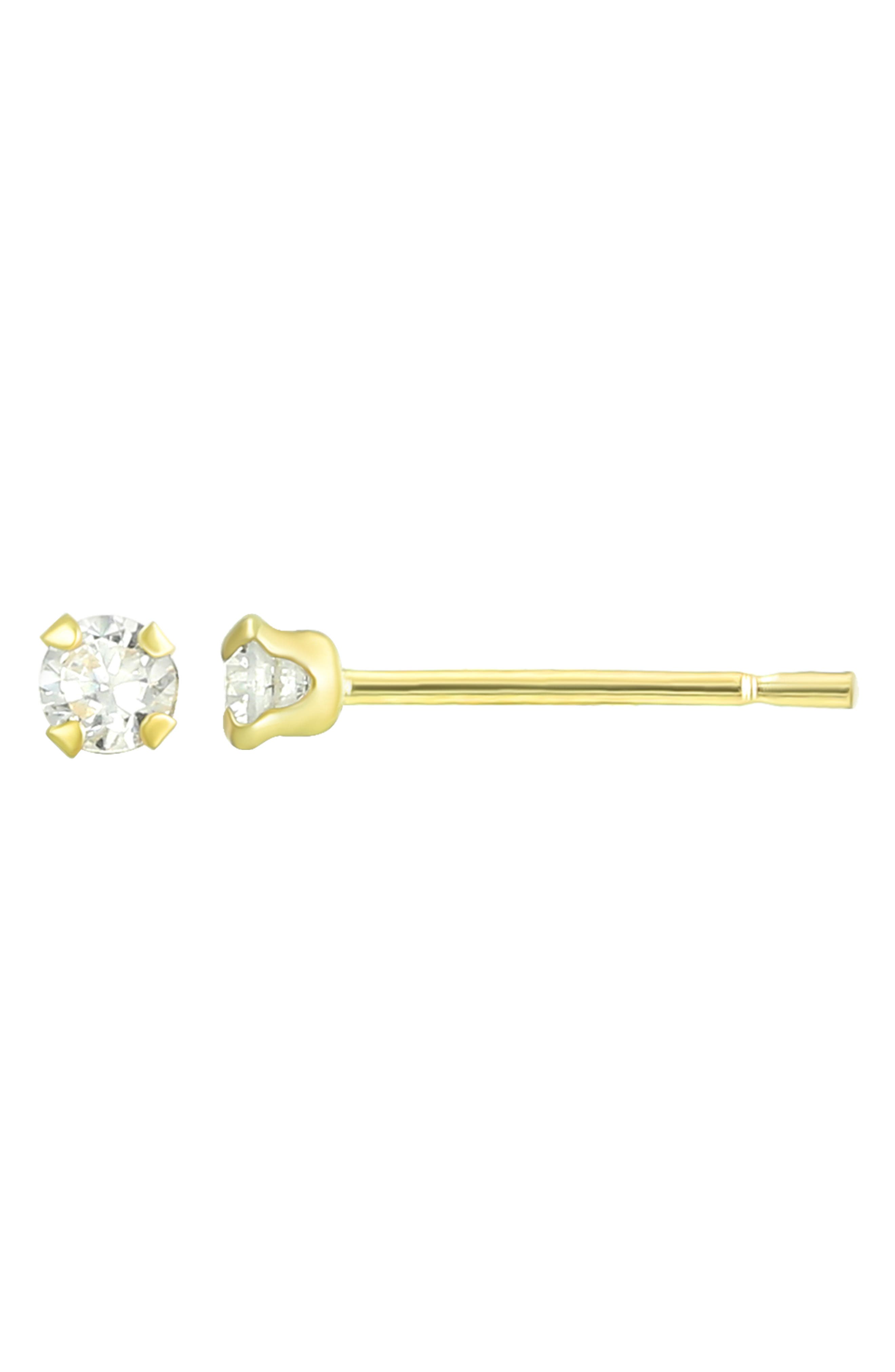 CANDELA JEWELRY 14K Gold Round Cut CZ Stud Earrings