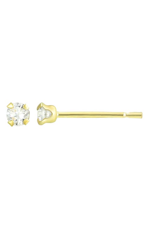 14K Gold Round Cut CZ Stud Earrings