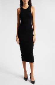 Alice + Olivia Lalita Side Snap Wool Blend Midi Dress