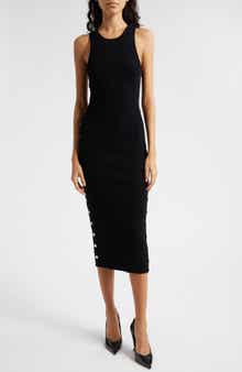 Alice + Olivia Lalita Side Snap Wool Blend Midi Dress