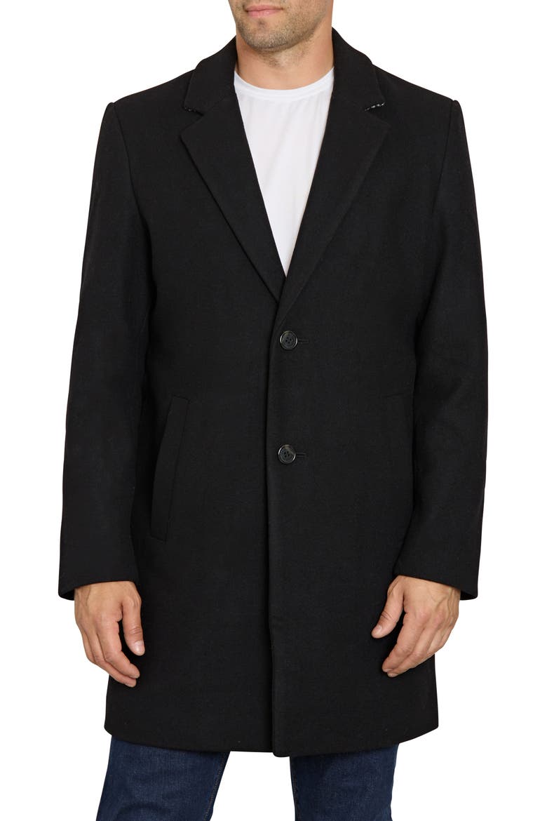 Two-Button Wool Blend Coat, Main, color, BLACK