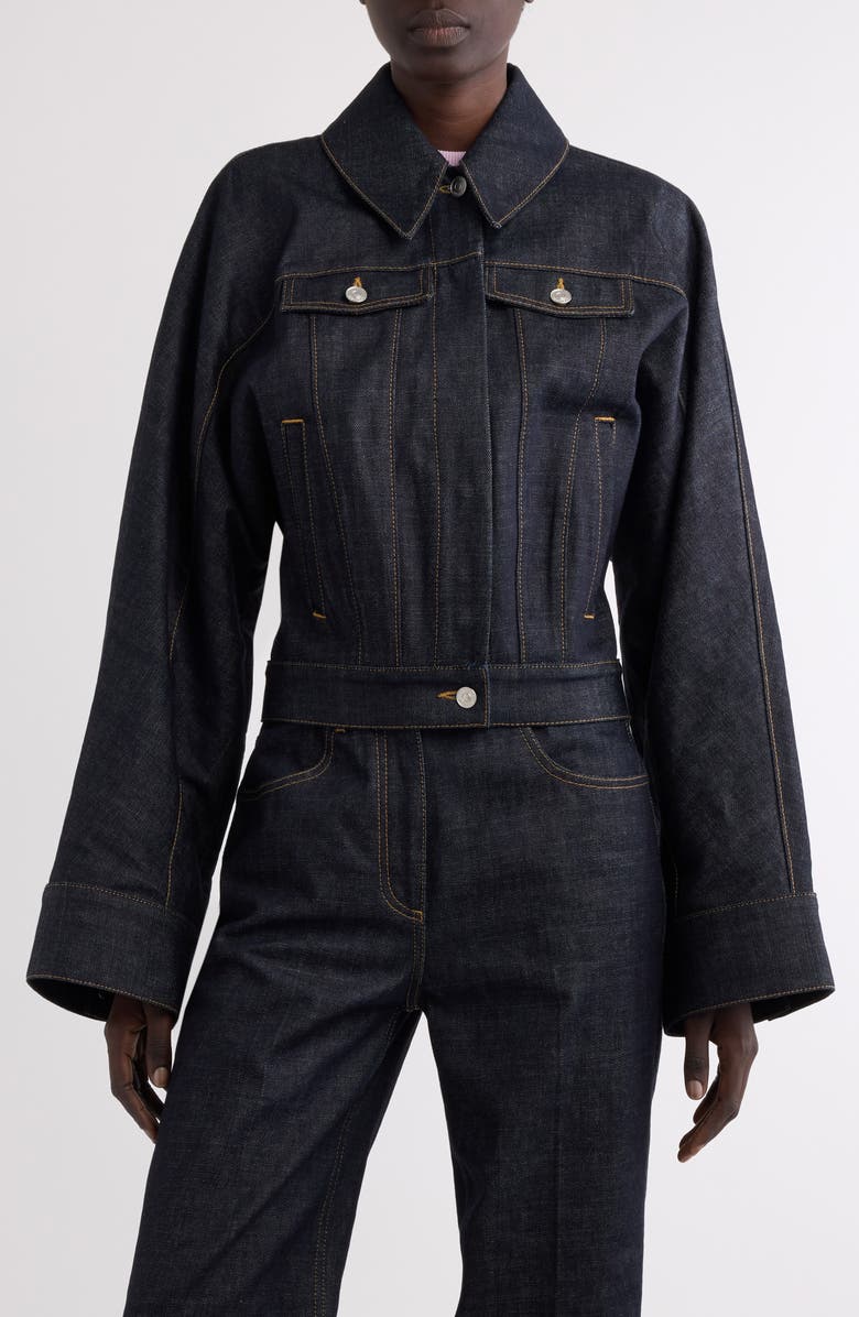 Givenchy Bell Sleeve Denim Jacket, Main, color, 