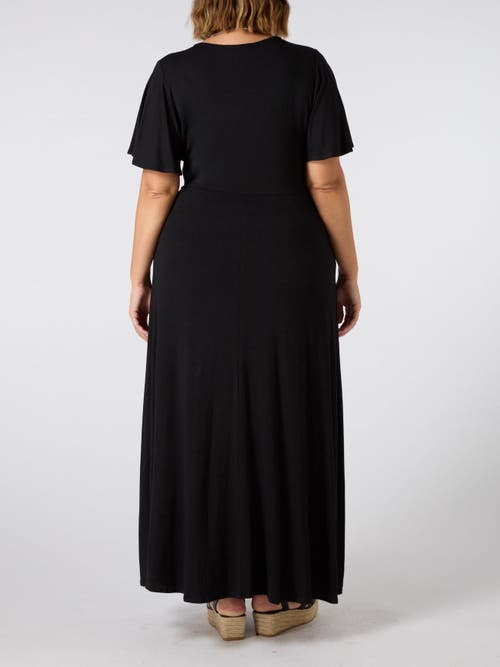 Live Unlimited Jersey V-neck Maxi Dress In Black