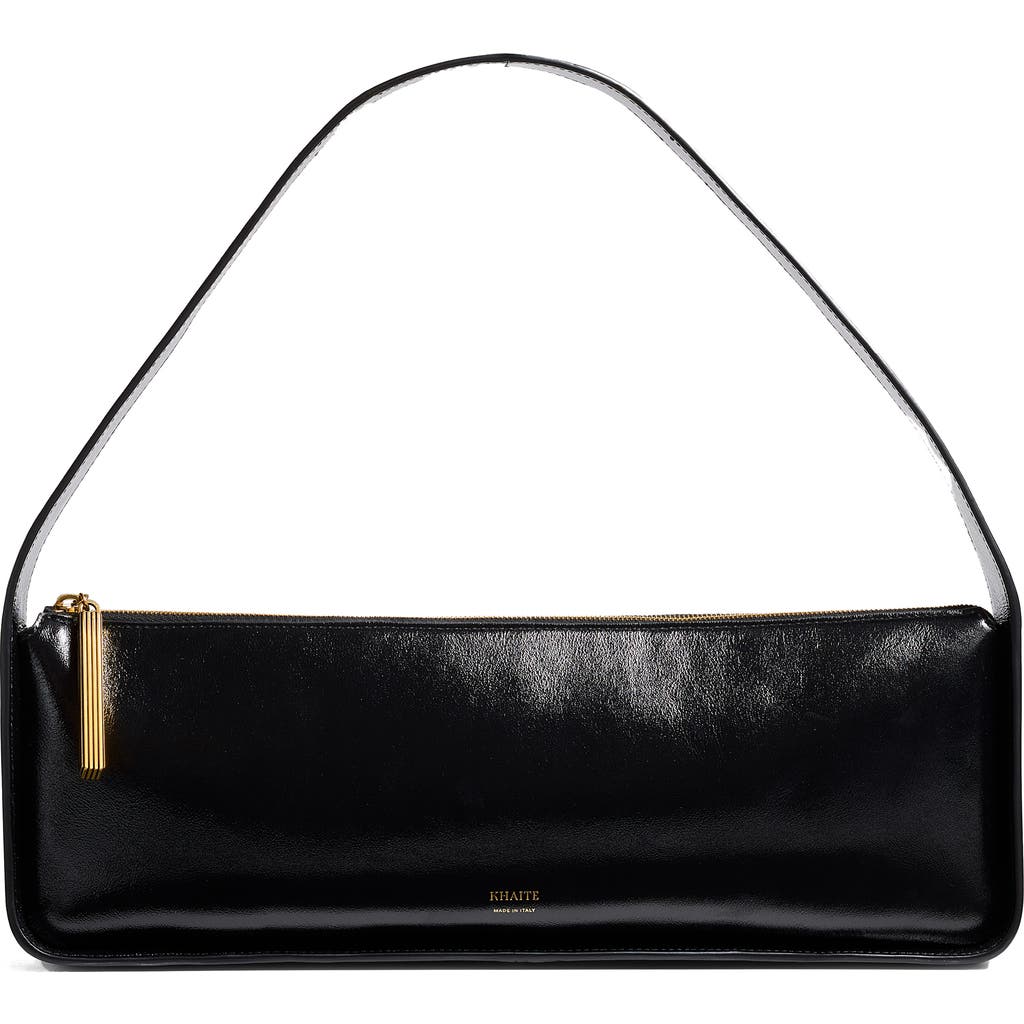 Khaite Lori Crackle Patent Leather Shoulder Bag In Black