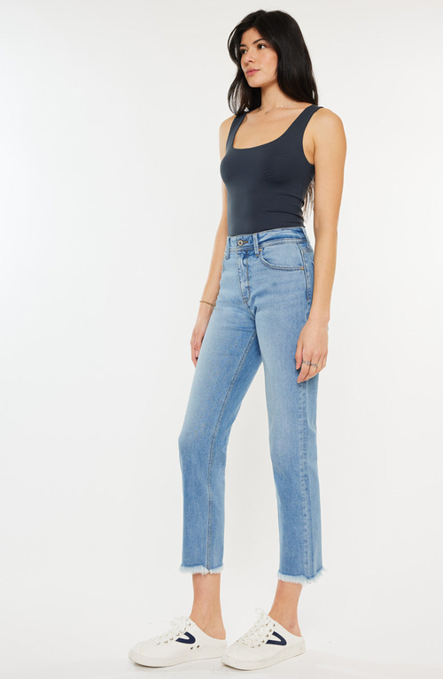 Kancan Nancy Essentials High Rise Slim Straight Leg Jeans In Blue