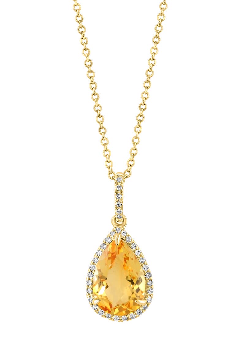 14K Yellow Gold Diamond,Citrine Pendant, Alternate, color, 14K Gold