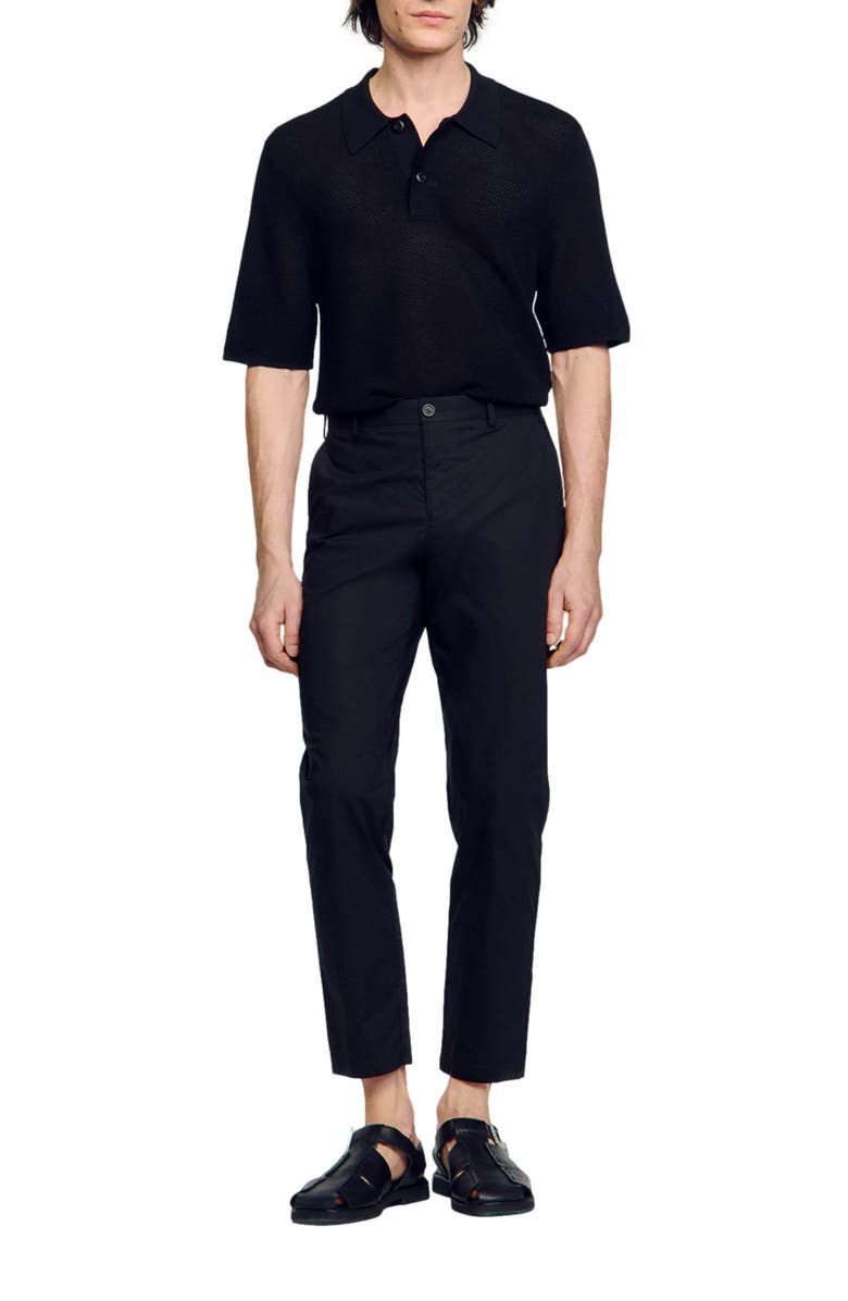 SANDRO Cotton tapered trousers, Alternate, color, Black