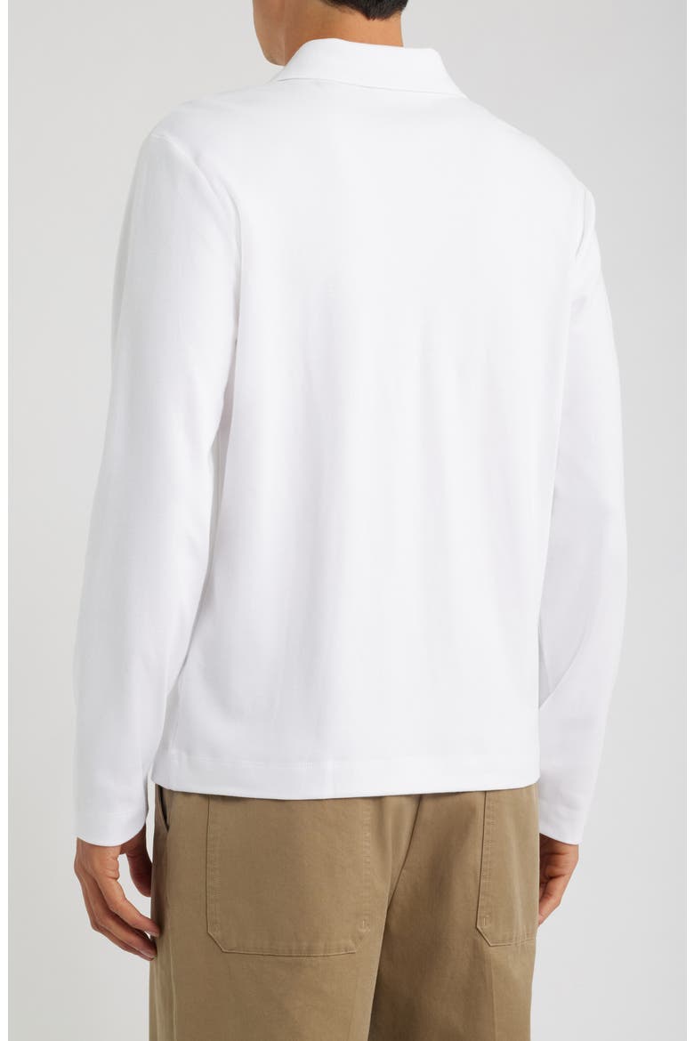 Long Sleeve Peached Cotton Jersey Polo, Alternate, color, OPTIC WHITE