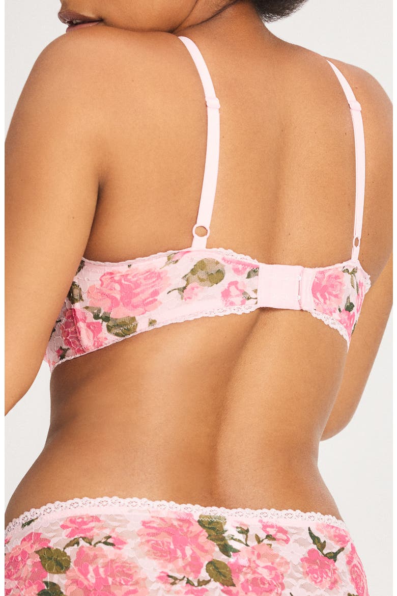 Sinful Rose Lace Balconette Bra, Alternate, color, SWEET PINK ROSY PASSIONS PRINT