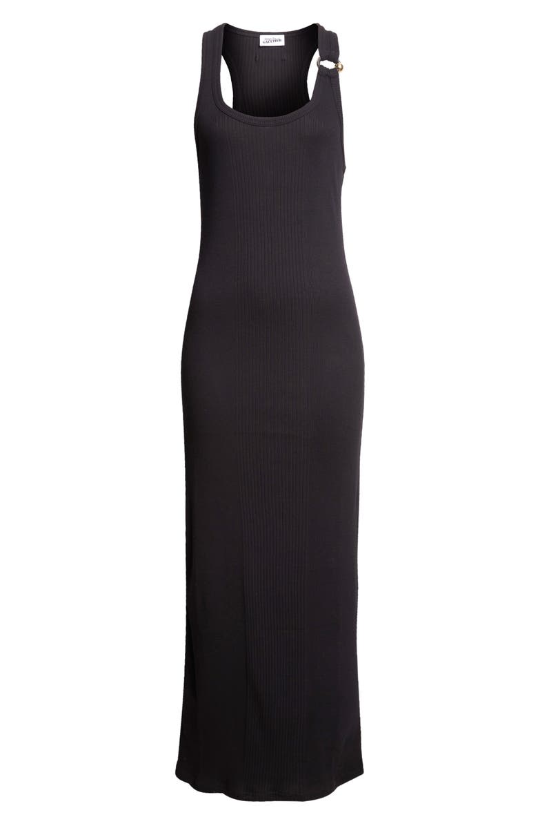 Jean Paul Gaultier Ring Detail Cotton Rib Tank Dress, Alternate, color, Black