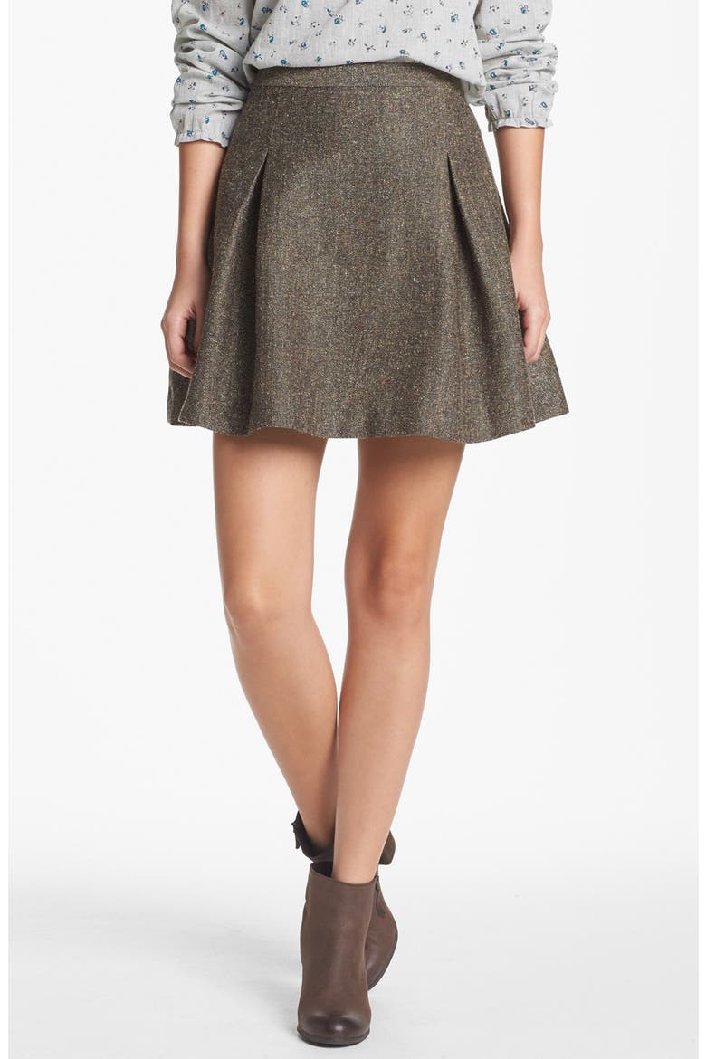 Hinge® Metallic Tweed Skater Skirt, Main, color, GREEN COMBO
