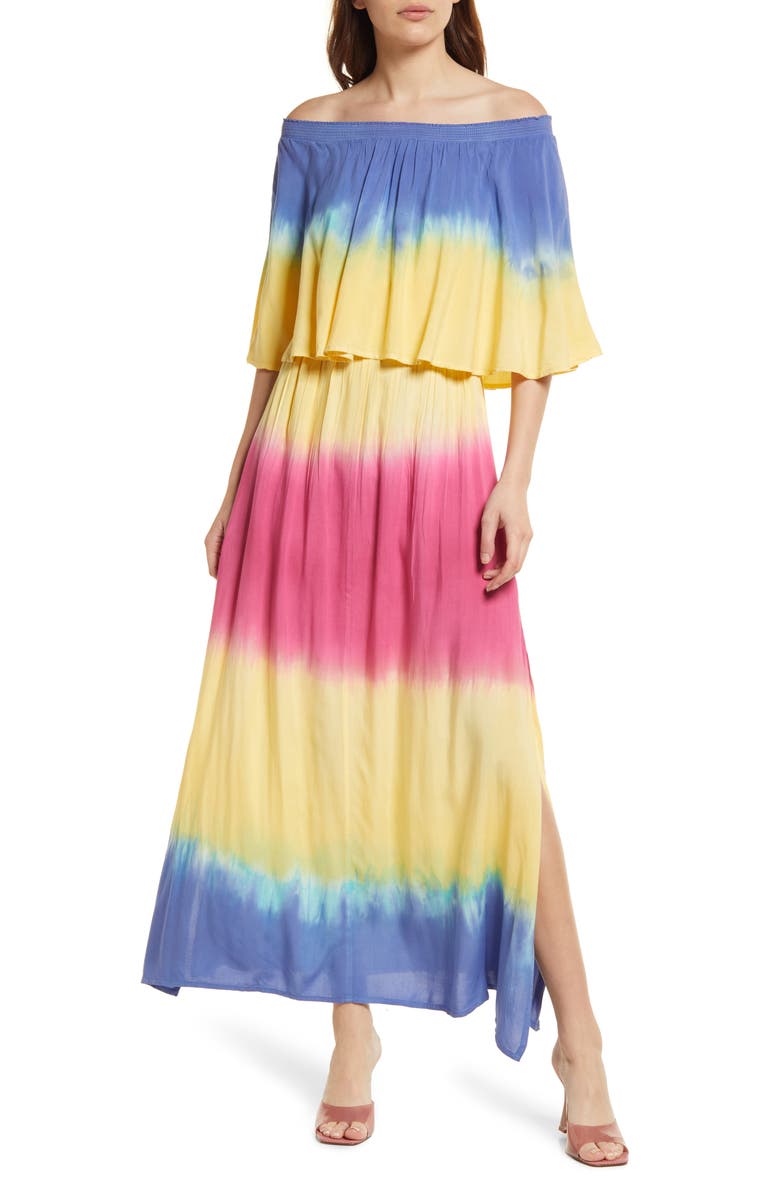 AREA STARS Ombré Off the Shoulder Maxi Dress, Main, color, 