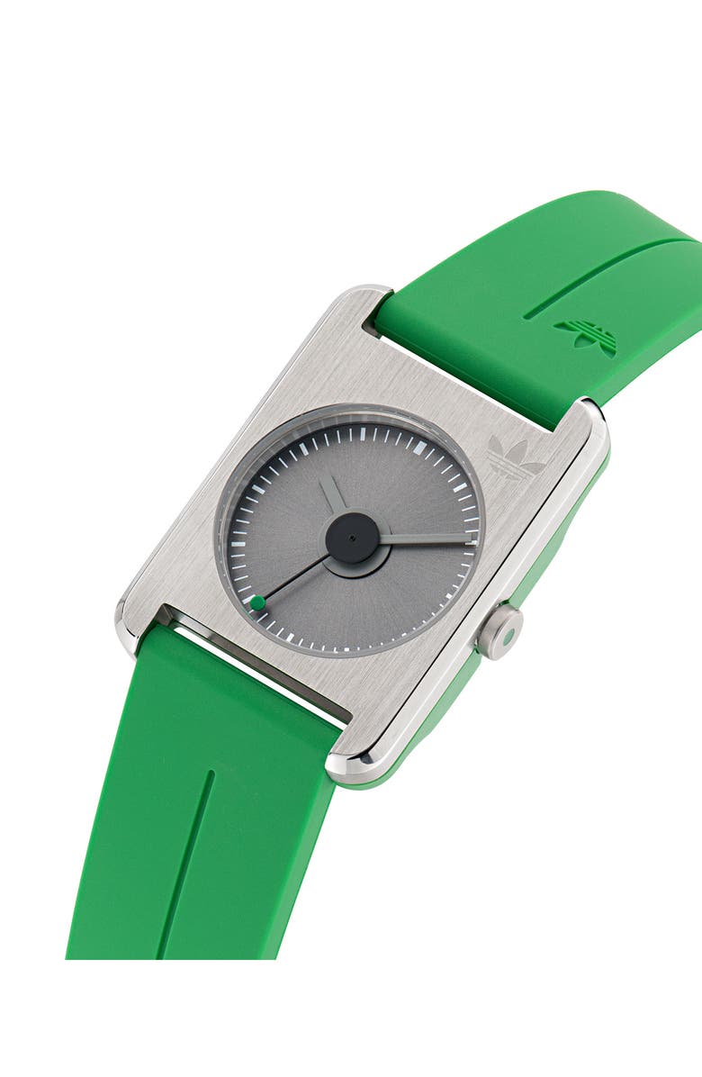adidas Rectangular Dial Silicone Strap Watch, 31mm, Alternate, color, 