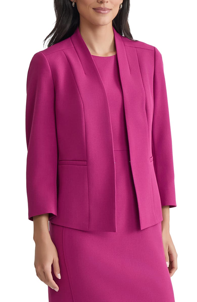 KASPER Three-Quarter Sleeve Jacket, Alternate, color, Cerise