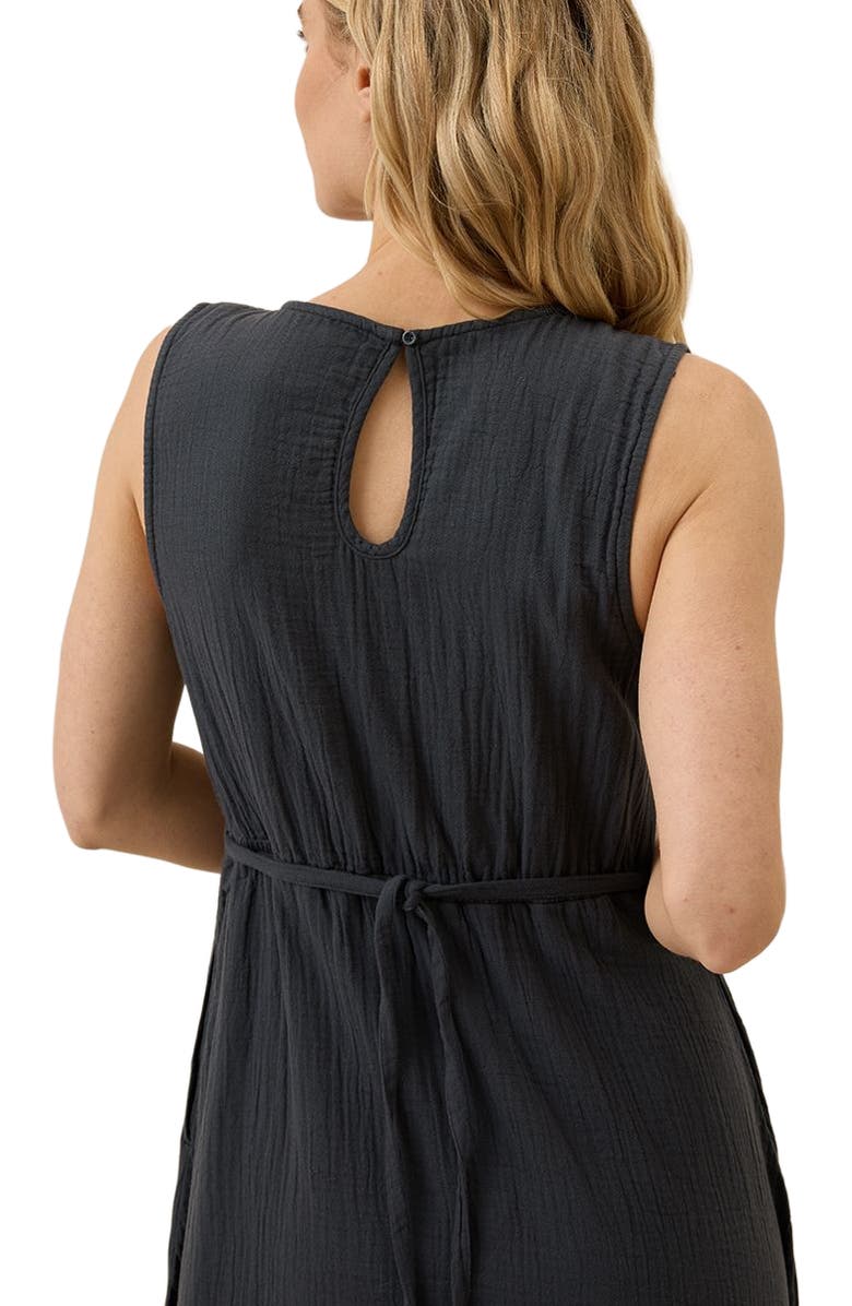 Pact Organic Cotton Double Gauze Beach To Brunch Dress, Alternate, color, Black