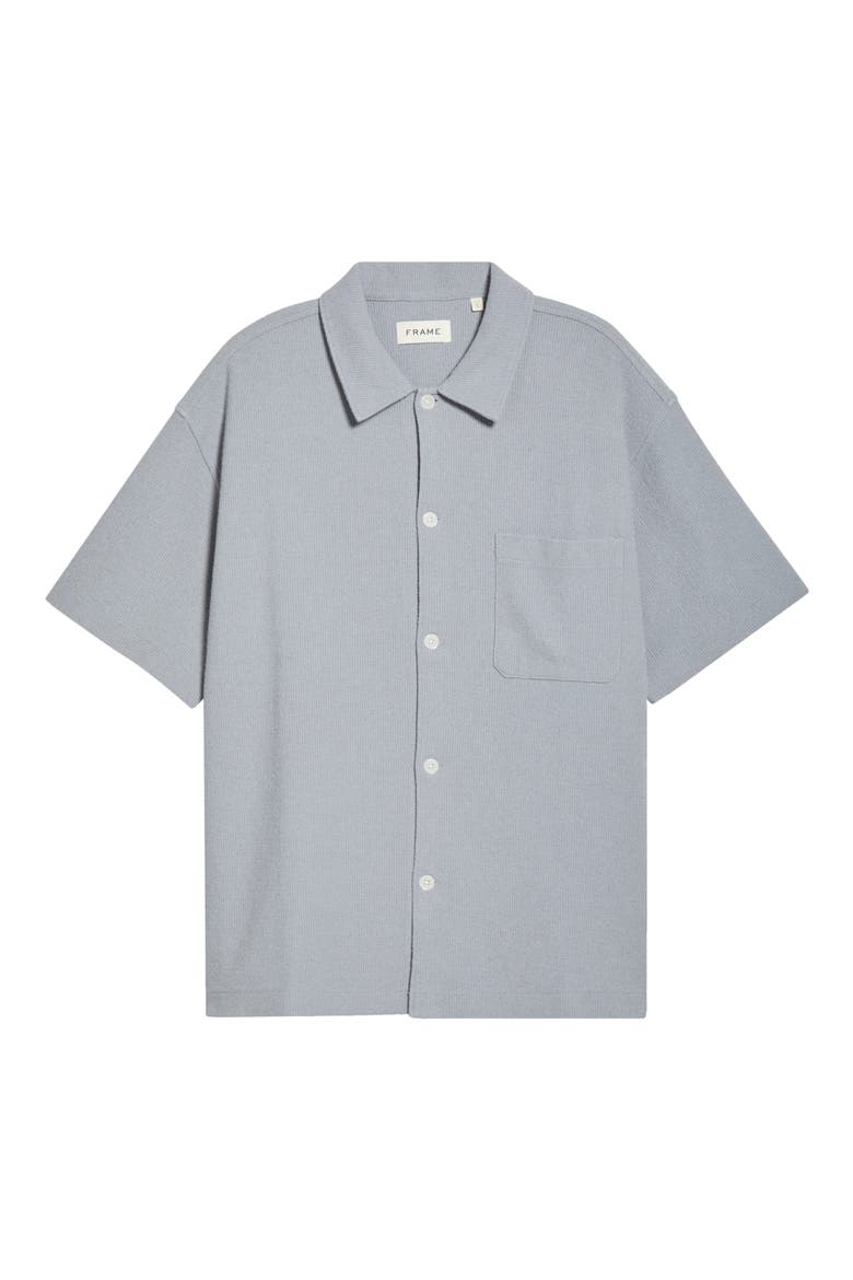 Textured Cotton Blend Button-Up Shirt, Alternate, color, BLUE GREY
